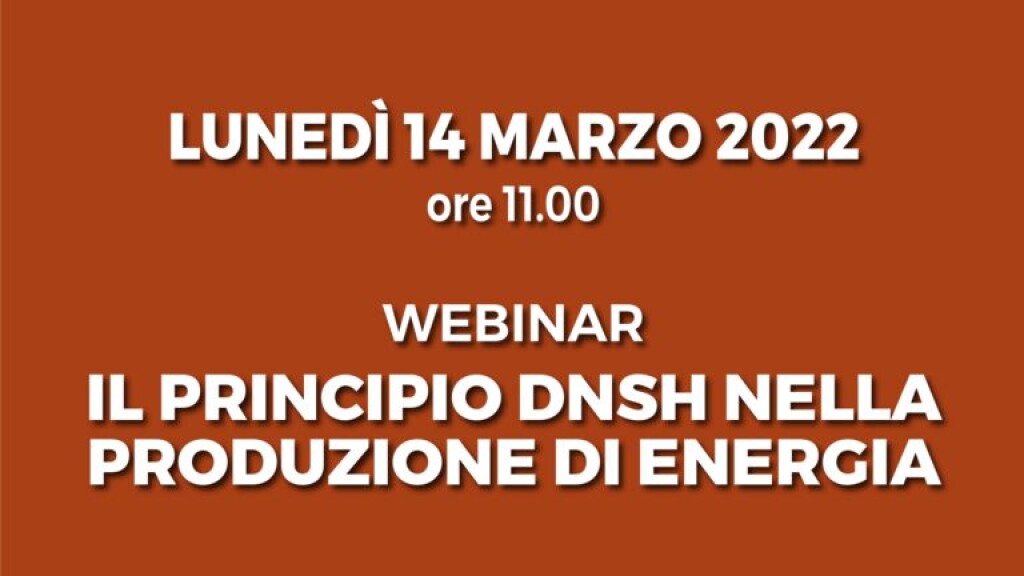 Il principio DNSH nella produzione di energia - 14 marzo dnsh