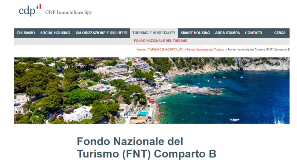 Fondo Nazionale per il turismo COMPARTO B - cdp