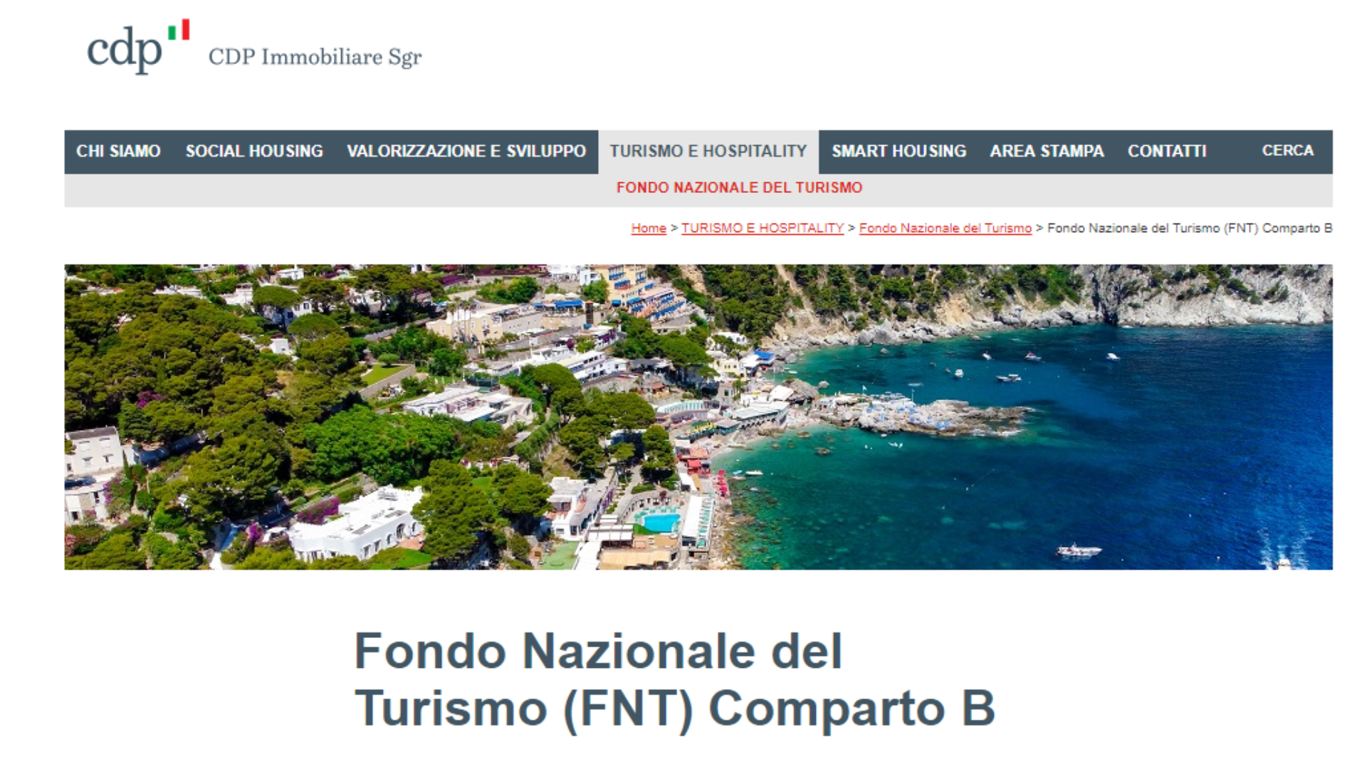 Fondo Nazionale per il turismo COMPARTO B